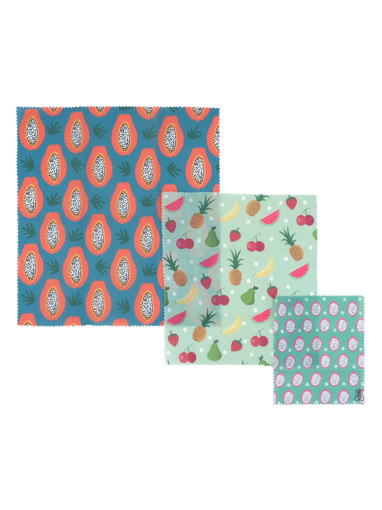 Picture of 3-Pack Beeswax Wraps in Tropical Fruit