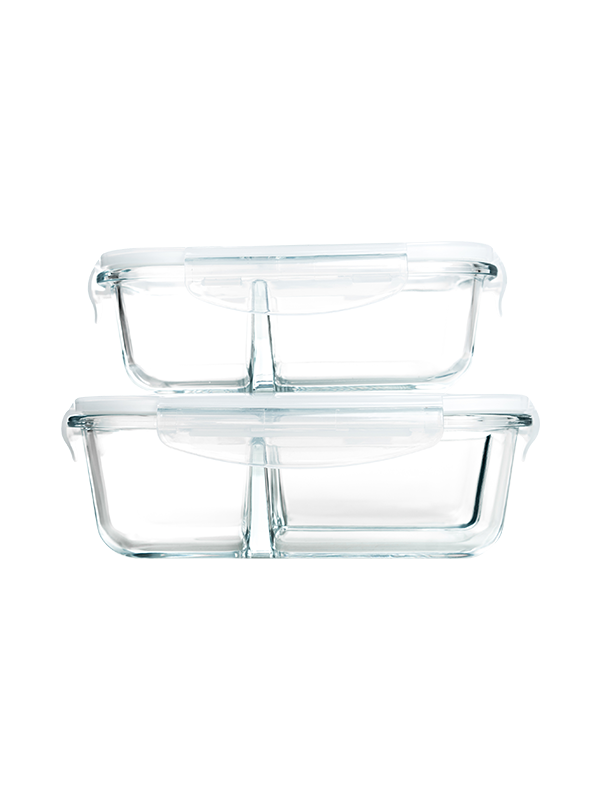Picture of Glass Food Container with 2 Compartments - 650 ml
