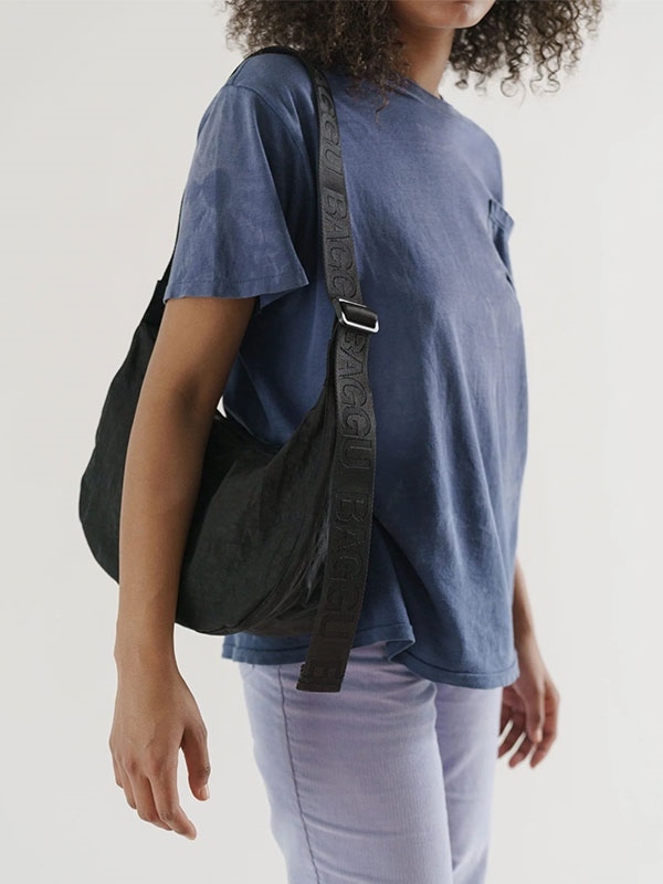 Picture of Medium Nylon Crescent Bag in Black