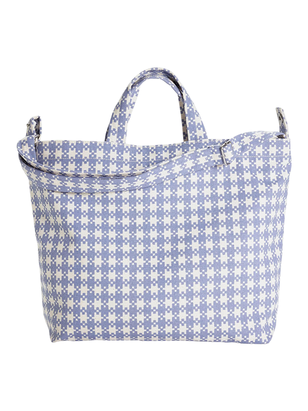 Picture of Horizontal Zip Duck Bag in Blue Pixel Gingham