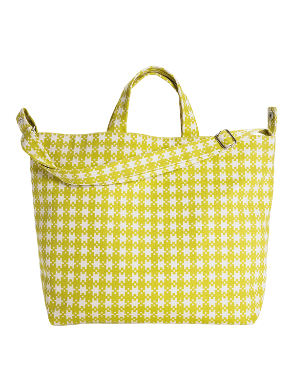 Picture of Horizontal Zip Duck Bag in Chatreuse Pixel Gingham