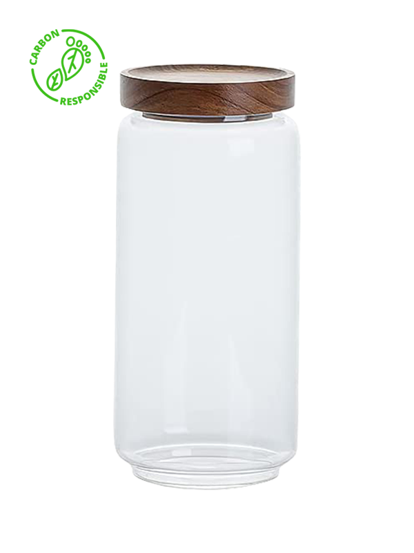 Glass Food Storage Container Jar With Acacia Wood Lid And