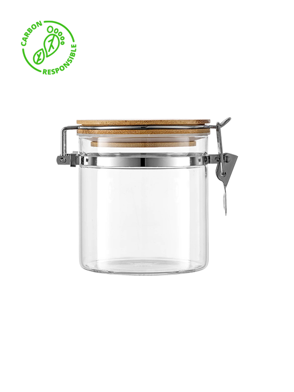 Picture of Borosilicate Glass Jar with Bamboo Clamp Lid - 600 ml